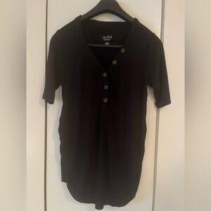 Isabel Maternity Black Faux Button Up Shirt